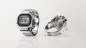 Preview: Casio Uhr Ring Ringuhr 50th Anniversary Digital Edelstahl Licht CRW-001-1ER