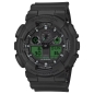 Preview: Casio G-SHOCK Herrenuhr Analog/Digital Schwarz Grün 20BAR GA-100BEG-1AER