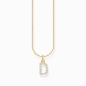 Preview: THOMAS SABO Damen Halskette Silber Buchstabe D Goldfarben KE2243-414-14-L45V