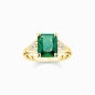 Preview: THOMAS SABO Damen Ring 925 Silber Goldfarben Grün Gr. 58 TR2362-971-6-58