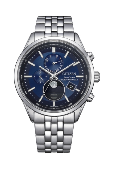 Citizen Herrenuhr Funkuhr Solar Saphirglas Mondphase Blau BY1030-50L