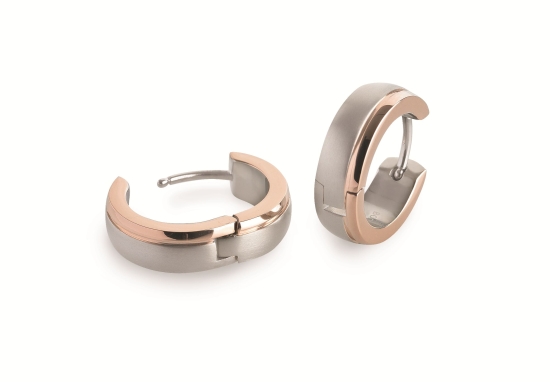 Boccia Titanium Ohrringe Creolen Titan 15mm Bicolor Rosé 0539-16