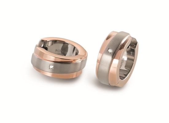 Boccia Titanium Ohrringe Creolen Titan 15mm Bicolor Rosé 0560-08