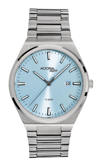 Adora Herrenuhr Edelstahl Saphirglas Datum Blau 40mm AS4802