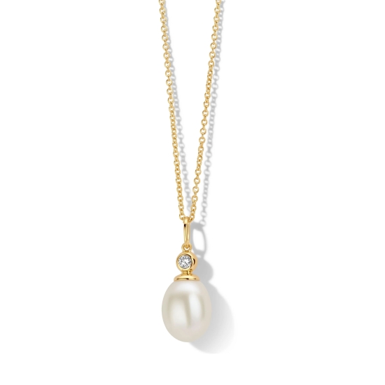 Spirit Icons Damenkette Silber Goldfarben Perle 45cm 10942-45