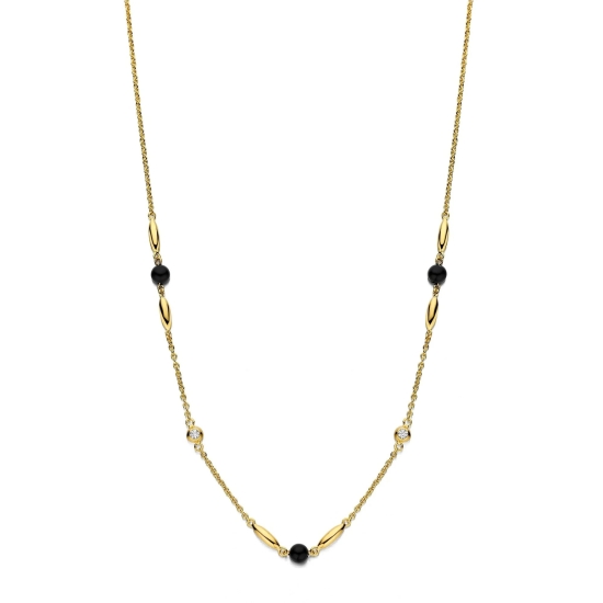 Spirit Icons Damenkette Silber Goldfarben Schwarz 45cm 11036-45