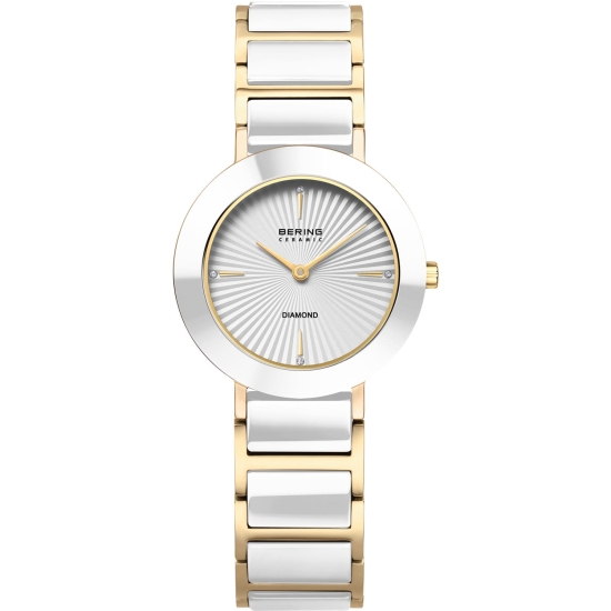 Bering Damenuhr Saphirglas Keramik Weiss Goldfarben 29mm 11429-758