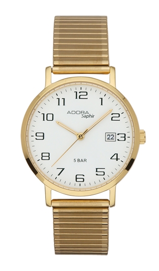 Adora Herrenuhr Edelstahl Saphirglas Zugarmband Goldfarben 37mm AS4247