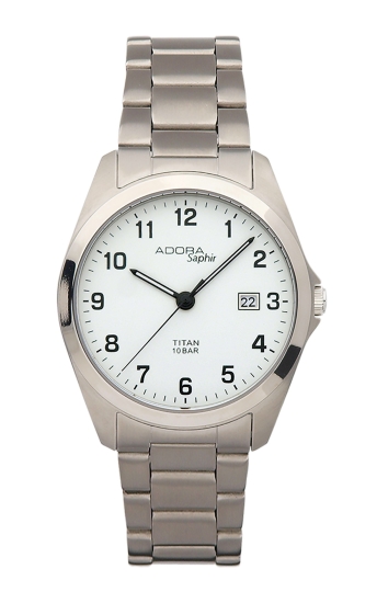 Adora Herrenuhr Titan Saphirglas Datum 10BAR Weiss 39mm AS4291