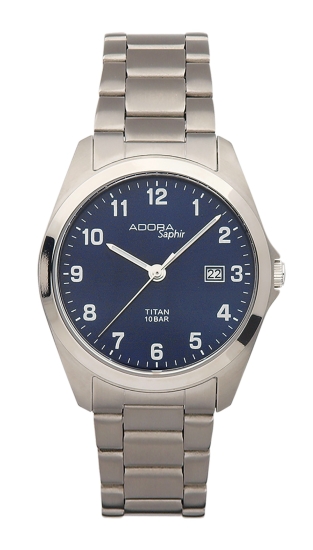 Adora Herrenuhr Titan Saphirglas Datum 10BAR Blau 39mm AS4293