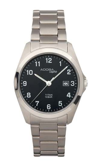 Adora Herrenuhr Titan Saphirglas Datum 10BAR Schwarz 39mm AS4294