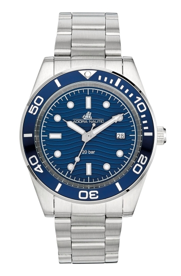 Adora Nautic Herrenuhr Taucher Edelstahl Datum Blau 40mm AN2347