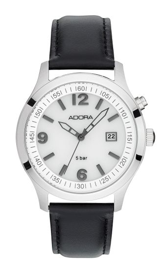 Adora Herrenuhr Edelstahl Datum Licht Leder 40mm AB6646