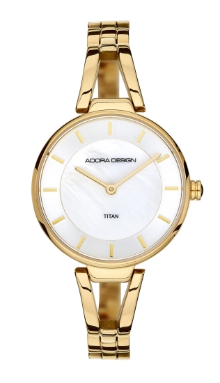 Adora Damenuhr Titan Perlmutt Quarz Halbspange Goldfarben AD8794