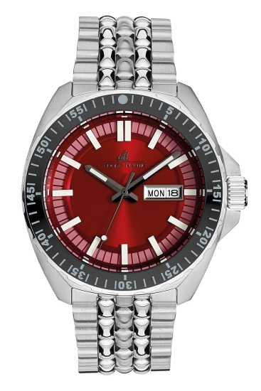Adora Nautic Herrenuhr Edelstahl Tag Datum Rot 45mm 30BAR AN2413