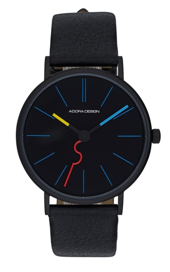 Adora Design Damenuhr Edelstahl Quarz Leder Schwarz AD8801