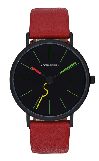 Adora Design Damenuhr Edelstahl Quarz Leder Rot AD8802