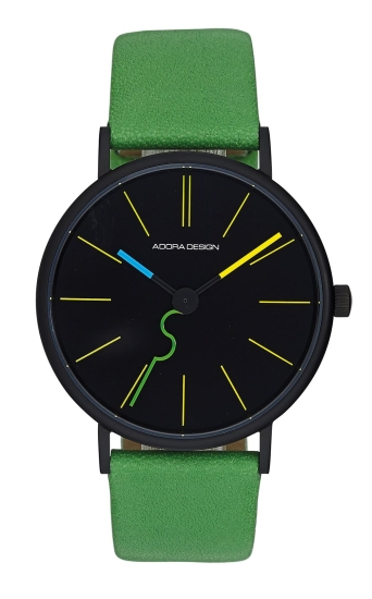 Adora Design Damenuhr Edelstahl Quarz Leder Grün AD8803