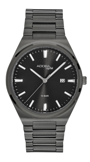 Adora Herrenuhr Edelstahl Saphirglas Datum Schwarz 40mm AS4804