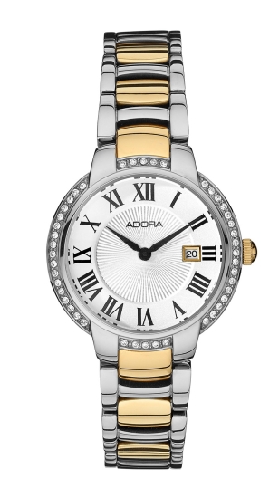 Adora Damenuhr Edelstahl Bicolor Quarz Datum 30mm AT5750