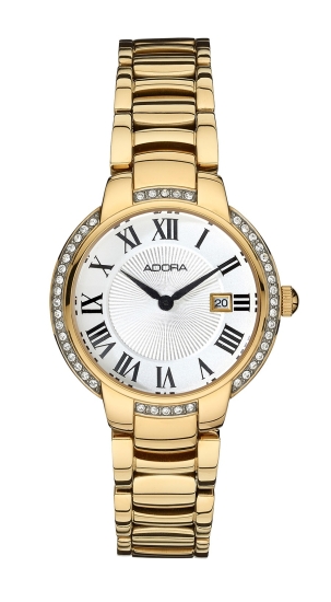 Adora Damenuhr Edelstahl Goldfarben Quarz Datum 30mm AT5751