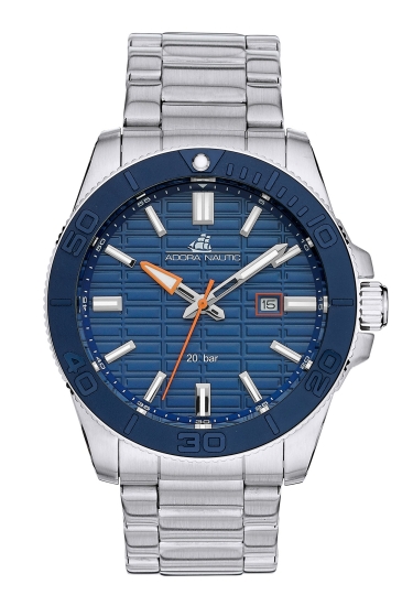 Adora Nautic Herrenuhr Edelstahl Datum 45mm Blau 20BAR AN2423