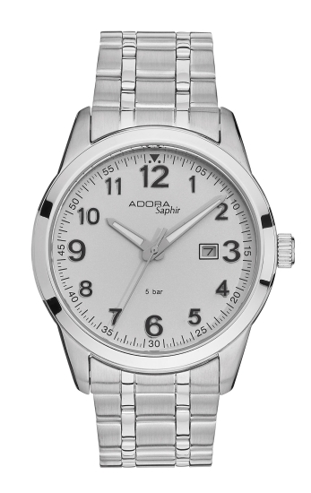 Adora Herrenuhr Edelstahl Saphirglas Datum 42mm 5BAR AS4808