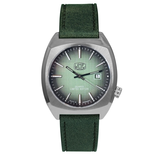 UMF Ruhla Herrenuhr Edelstahl Quartz Datum Grün Limited Edition 1468-4