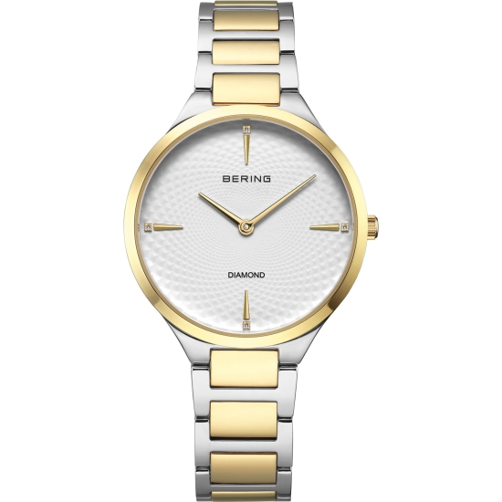 Bering Damenuhr Saphirglas Edelstahl 10BAR Bicolor 34mm 15634-714