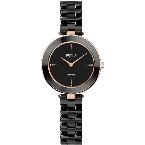 Bering Damenuhr Quarz Saphirglas Keramik Schwarz Rosé 29mm 16629-762