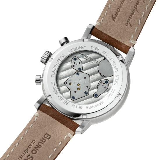 Preview: Bruno Söhnle Glashütte Herrenuhr Marcato III Chrono Blau Leder 17-13143-343