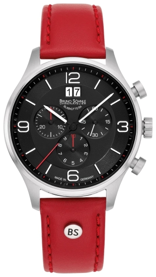 Bruno Söhnle Glashütte Herrenuhr Padua Chrono Leder Rot 17-13196-723
