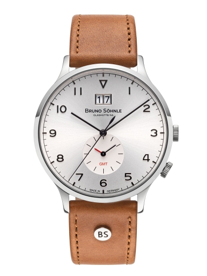 Bruno Söhnle Glashütte Herrenuhr Brunello GMT Großdatum Braun 17-73239-721