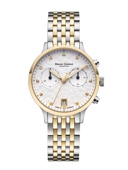 Bruno Söhnle Glashütte Damenuhr Bologna Chrono Bicolor Saphirglas 17-23238-250