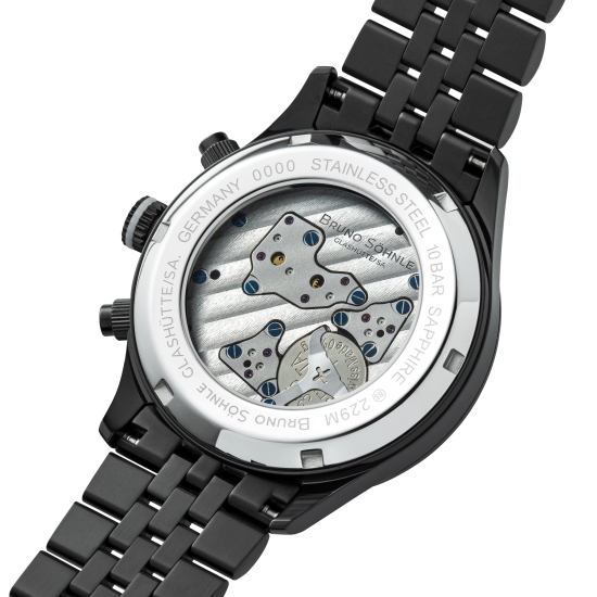 Preview: Bruno Söhnle Glashütte Herrenuhr Turin Chronograph Schwarz 17-73229-740