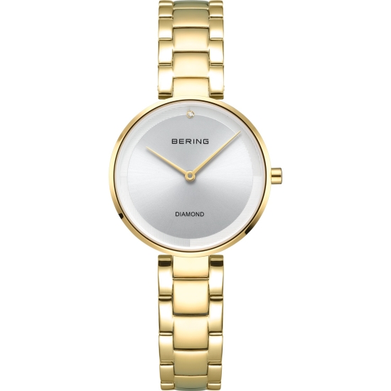 Bering Damenuhr Edelstahl Saphirglas Flach Goldfarben 29mm 17529-730