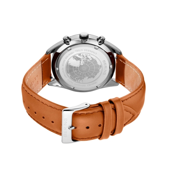 Preview: Bering Herrenuhr Chrono Saphirglas Datum Leder Grün 10BAR 19240-508