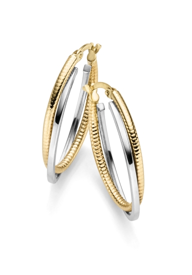 Max Fröhlich Damen Ohrringe Creolen 333er Gold Bicolor 29,5mm 25-444
