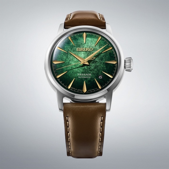 Seiko Presage Herrenuhr Cocktail Time Automatik Leder Datum HCB002J1