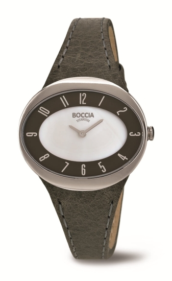 Boccia Titanium Damenuhr Titan Oval Leder Braun 36mm 3165-15