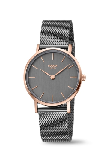 Boccia Titanium Damenuhr Milanaise Grau Rosé 32mm 3281-11