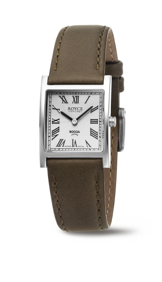 Boccia Titanium Damenuhr Rechteckig Saphirglas Grün Leder 3360-01