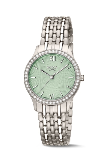 Boccia Titanium Damenuhr Titan Saphirglas Grün 30mm 3376-01