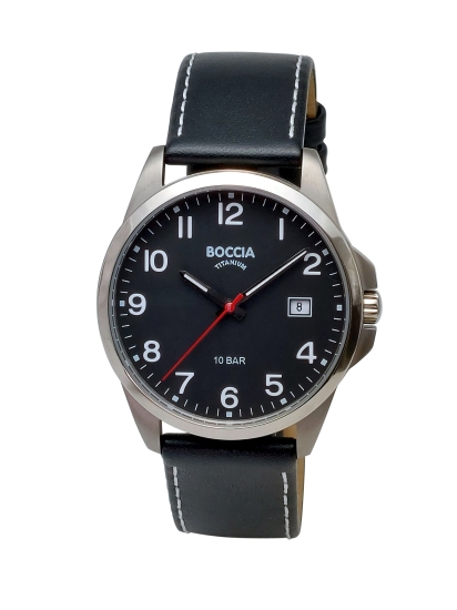 Boccia Titanium Titan Herrenuhr Quarz Datum 39mm Leder 3671-02