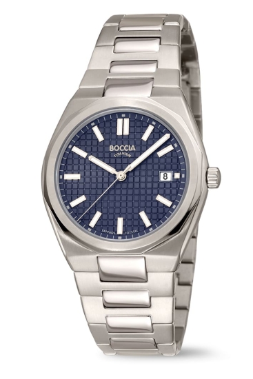 Boccia Titanium Herrenuhr Datum Saphirglas 38mm Blau 3681-01