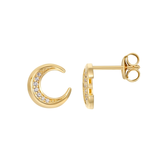 Preview: Seinerzeit Ohrstecker Mond Muna Ohrringe 925 Silber Goldfarben SZA-2960-462