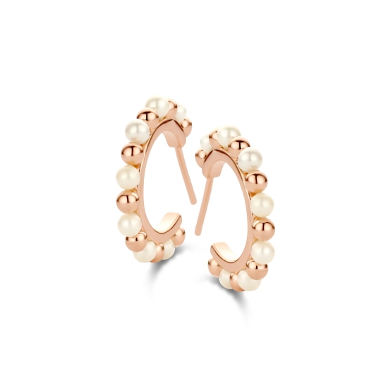Spirit Icons Damen Ohrringe Steckcreolen 925 Silber Rosé Perle 41344