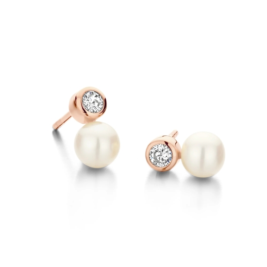 Spirit Icons Damen Ohrringe Ohrstecker 925 Silber Rosé Perle 42684