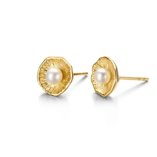 Spirit Icons Damen Ohrringe Ohrstecker 925 Silber Goldfarben Perle 42932