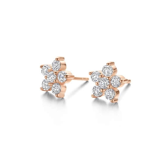 Spirit Icons Damen Ohrringe Ohrstecker 925 Silber Rosé Blume 42974